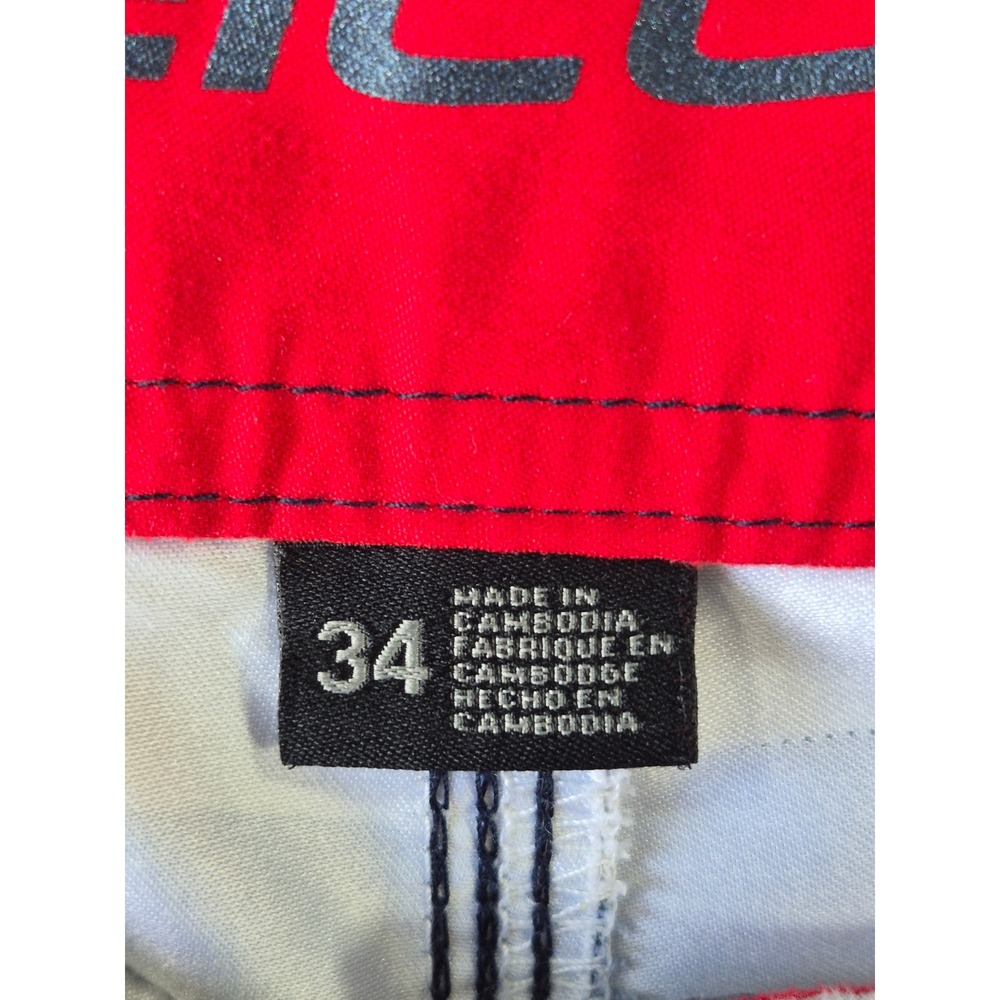 ONeill Mens Striped Board Shorts Navy Blue Red White Cargo Pocket Swim Trunks - Picture 4 of 12